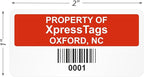 XpressTags 1" x 2" Sequentially Barcoded Custom Asset Tags, Fixed Inventory Asset Labels with Serial Number, Permanent Adhesive Vinyl Stickers - Pack Sizes 100 to 5000, Made in USA