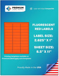 Premium Label Supply Bright Neon Color Fluorescent Stickers - 2.625" x 1" Address Labels - (Fluorescent Red, 3000 Labels)