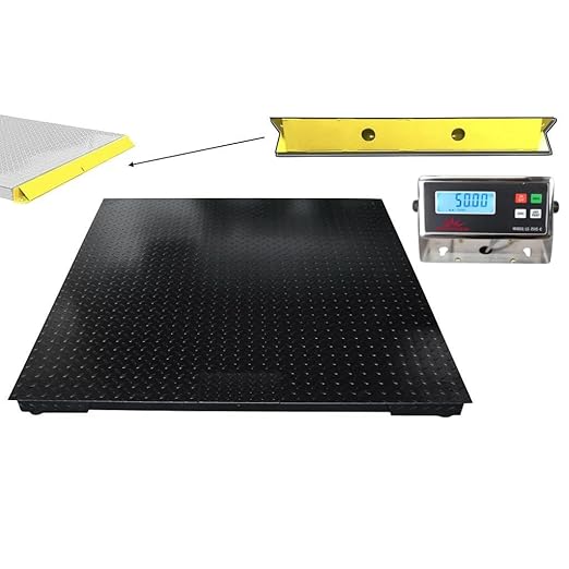 Heavy Duty Industrial 60" x 60" Floor Scale with 2 Bumper Guards Accurate Digital Pallet 5’ x 5’ Scales for Warehouse or Shipping Weighing (5000 lbs x 1 lb)