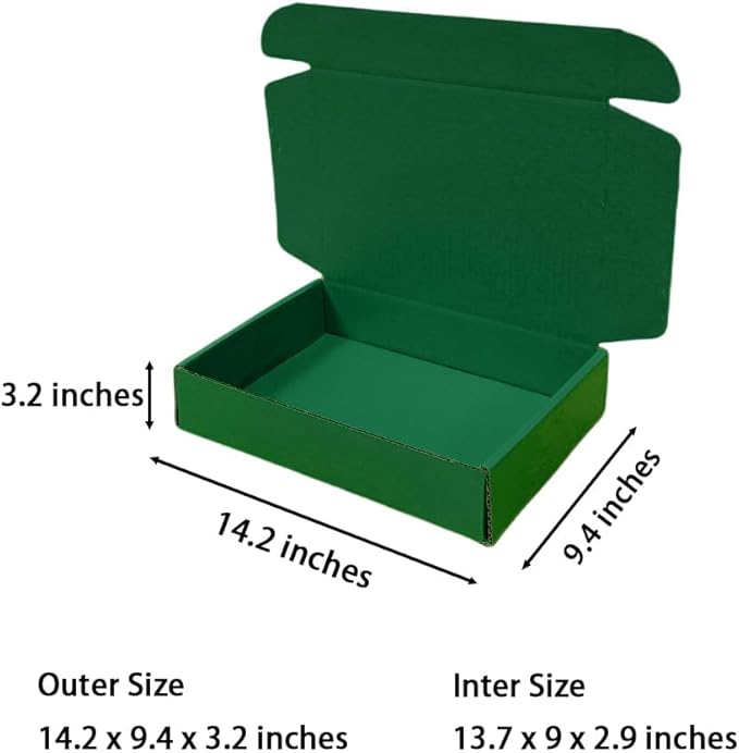 20 Pcs 14.2 x 9.4 x 3.2 inches Shipping Boxes for Small Business Cardboard Corrugated Mailer Boxes for Shipping Packaging Holidays Craft Gifts Giving Products (Hunter Green, 14.2 x 9.4 x 3.2")