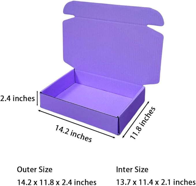 12 Pcs 14.2 x 11.8 x 2.4 inches Large Szie Corrugated Cardboard Gift Boxes Recyclable Shipping Boxes for Mailing & Holidays, Wedding, Birthday, Gifts Packaging (Lavender, 14.2 x 11.8 x 2.4")