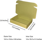 20 Pcs 14.5 x 10.6 x 2.8 inches Corrugated Cardboard Gift Boxes Recyclable Shipping Boxes for Packing Jewelry Ornament Gift Craft Packaging Supplier (Gold, 14.5 x 10.6 x 2.8")