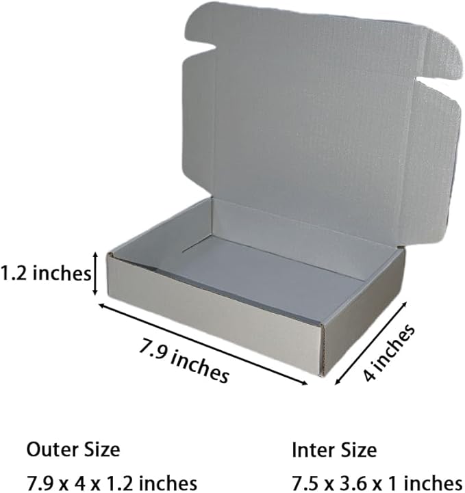 50 Pcs 7.9 x 4 x 1.2 inches Shipping Boxes for Small Business Cardboard Corrugated Mailer Boxes for Shipping Packaging Holidays Craft Gifts Phone Case Packaging (Silver, 7.9 x 4 x 1.2")
