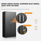 Garage Storage Cabinet with 2 Lockable Doors, Adjustable Shelves Metal Storage Cabinet, Kitchen Pantry Storage Cabinet, Heavy-Duty Steel Cabinet for Home, 71'H, Black