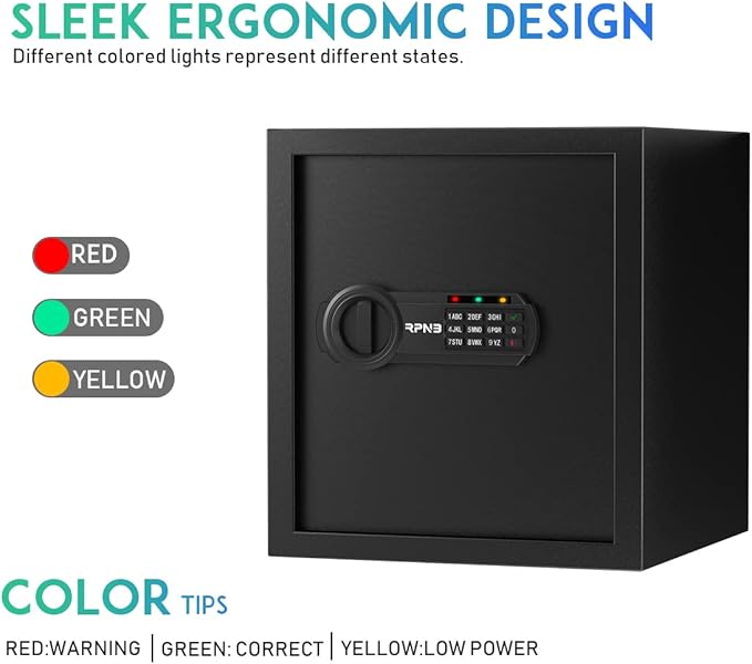 RPNB Deluxe Safe and Lock Box,Digital Keypad Safe Box,Steel Alloy Small Safes, Keypad Lock,Perfect for Home Office Hotel Business Jewelry Cash Use Storage,1.2 Cubic Feet