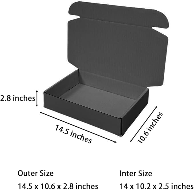20 Pcs 14.5 x 10.6 x 2.8 inches Corrugated Cardboard Gift Boxes Recyclable Shipping Boxes for Packing Jewelry Ornament Gift Craft Packaging Supplier (Dark Gray, 14.5 x 10.6 x 2.8")