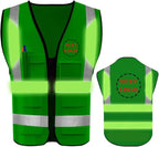 YOWESHOP High Reflective Visibility Safety Vest Custom Your Logo Safety Workwear with Reflective Strips and Front Zipper