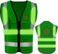 YOWESHOP High Reflective Visibility Safety Vest Custom Your Logo Safety Workwear with Reflective Strips and Front Zipper