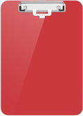 Hongri Plastic Clipboard with Pen Holder, Red 8.5x11 Letter Size Clip Board for Classroom, Office, Students, Nurses and Women, Low Profile Clip, Size 12.5 x 9 in