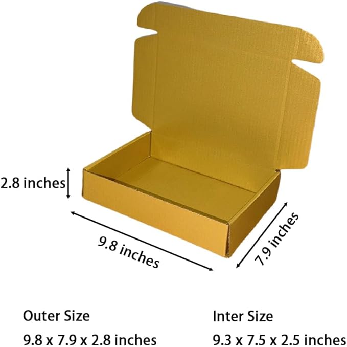 30 Pcs 9.8 x 7.9 x 2.8 inches Shipping Boxes for Small Business Cardboard Corrugated Mailer Boxes for Shipping Packaging Holidays Craft Gifts Giving Products (Gold, 9.8 x 7.9 x 2.8")