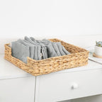 Water Hyacinth Letter Tray, Woven Desk Tray, Wicker Desktop Basket Organizer for Papers, Documents, Magazines, Files