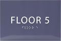 6" X4" Floor 5 Sign - ADA Compliant Tactile Graphics Grade 2 Braille Text | Wall Mount Plastic Directional Assistance, Floor Number Sign for Office, Schools, Hospitals, Apartments
