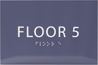 6" X4" Floor 5 Sign - ADA Compliant Tactile Graphics Grade 2 Braille Text | Wall Mount Plastic Directional Assistance, Floor Number Sign for Office, Schools, Hospitals, Apartments