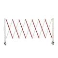 Trafford Industrial Expandable Metal Barricade, 11 Feet, Red and White, Mobile Safety Barrier Gate, Retractable Traffic Fence