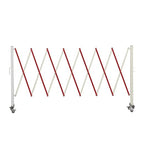 Trafford Industrial Expandable Metal Barricade, 11 Feet, Red and White, Mobile Safety Barrier Gate, Retractable Traffic Fence