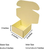 15 Pcs 6 x 6 x 3 inches Corrugated Cardboard Gift Boxes Recyclable Shipping Boxes for Mailing & Holidays, Wedding, Birthday, Gifts Packaging (Butter Yellow, 6 x 6 x 3")
