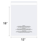 iMailer - 100 Count - 12" x 18" Poly Bags with Suffocation Warning - Clear Plastic Packaging Bags for Clothing, T-Shirts - Resealable Adhesive, Not Strong
