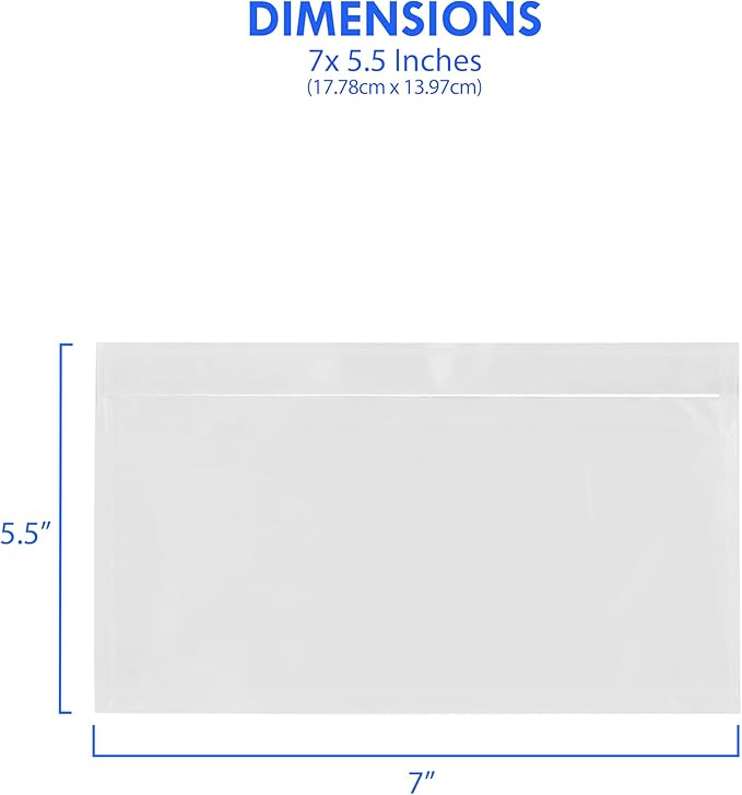 1000 Count 7" x 5.5" Shipping Label Envelopes, Clear Packing List Pouches with Self-Adhesive Back, Top Loading for Shipping Labels Sleeves, for Packing Slips, Labels Invoices & Paperwork. GPI