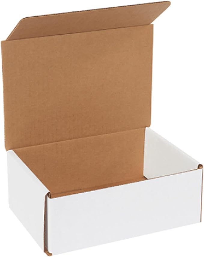 Secure Seal Shipping Boxes – 8x6x3" Mailers - White Foldable Corrugated Cardboard Packaging for Mailing, Moving, Storage, and Organizing - Strong Lightweight Foldable (50 Pack)