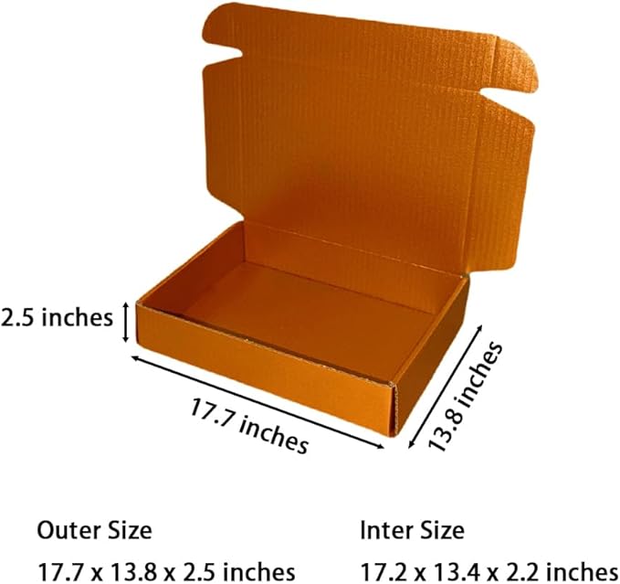 20 Pcs 17.7 x 13.8 x 2.5 inches X-Large Size Corrugated Cardboard Gift Boxes Recyclable Shipping Boxes for Mailing & Holidays, Wedding, Birthday, Gifts Packaging (Copper)