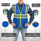 BeautyWill Custom Safety Vest Customized Logo Class 2 High Visibility Reflective Vest with Pockets Construction workwear