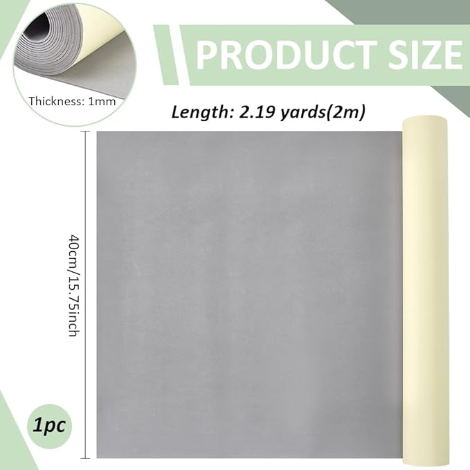 BENECREAT 78.7x15.7 Inch Light Grey Self-Adhesive EVA Foam Roll, 1mm Thick Sticky Upholstery Foam Sheets Craft Foam Sheet for Scrapbooking Crafts, Cosplay Model, Cushion Furniture