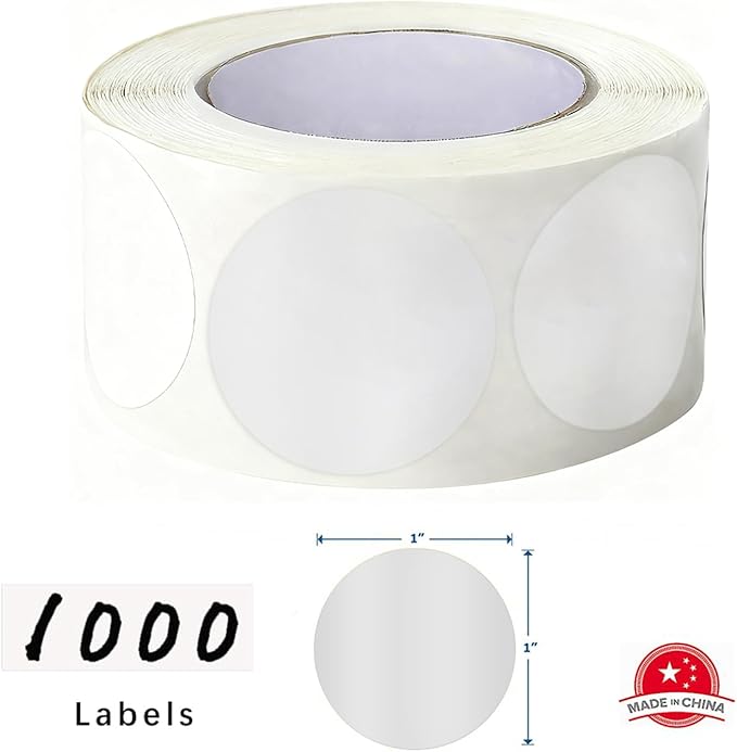 SHYGO® 1“ Transparent Circle Dot Stickers Color Coding Labels, 1000PCS 2 Rolls