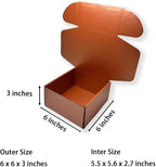 15 Pcs 6 x 6 x 3 inches Corrugated Cardboard Gift Boxes Recyclable Shipping Boxes for Mailing & Holidays, Wedding, Birthday, Gifts Packaging (Copper, 6 x 6 x 3")