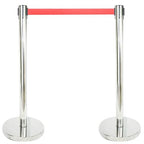 VIP Crowd Control Retractable Belt Stanchion Queue Safety Barrier Set, 36" Ht, 78" Belt + Wall Bracket (6 Mirror Posts Red Belt + SFrame + WBracket)