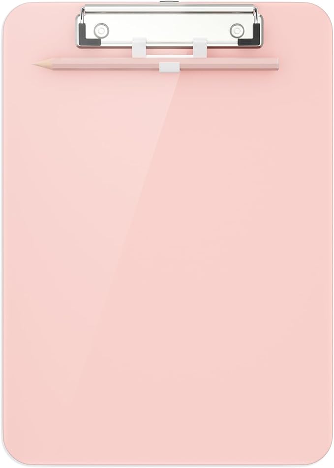 Hongri Plastic Clipboard with Pen Holder, Pink 8.5x11 Letter Size Clip Board for Classroom, Office, Students, Nurses and Women, Low Profile Clip, Size 12.5 x 9 in(Pack of 6)