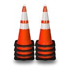 Pyle Traffic Cones, 8-Pack PVC with Heavy-Duty Base, 28" High-Visibility Safety Cones with Stackable Design for Parking, Roadwork, Construction Zones, Sports Training & Outdoor Weather-Resistant Use