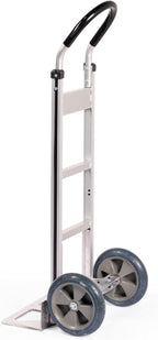 Fully Assembled Heavy Duty Hand- Horizontal Loop Handle - Aluminum Dolly Cart for Moving - 500 Pound Capacity - 8" Rubber Wheels - 50.25" H x 17.5" W with 17.75" x 9" Die Cast Nose Plate