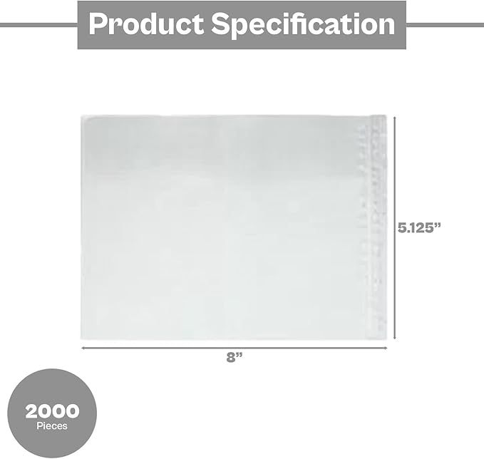 PSBM 2,000 PCS 5.12 x 8 Inch Clear Self-Adhesive Packing List Envelopes, Plastic Shipping/Mailing Pouch Enclosed Bags for Packing Slips Invoice Label