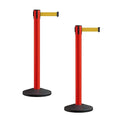 Crowd Control Warehouse CCW Series RBB-150 - Set of 2 Stanchion Retractable Belt Barriers - 16 Foot, Yellow Belt with Red Post - Easy Assembly