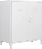 Metal Storage Cabinet with Lock, Locking Cabinets Office Storage Caninet with 2 Doors and Shelves, Lockable Steel Locker Floor Caninets Cupboard, Small Sideboard Buffet Cabnet for Home Office