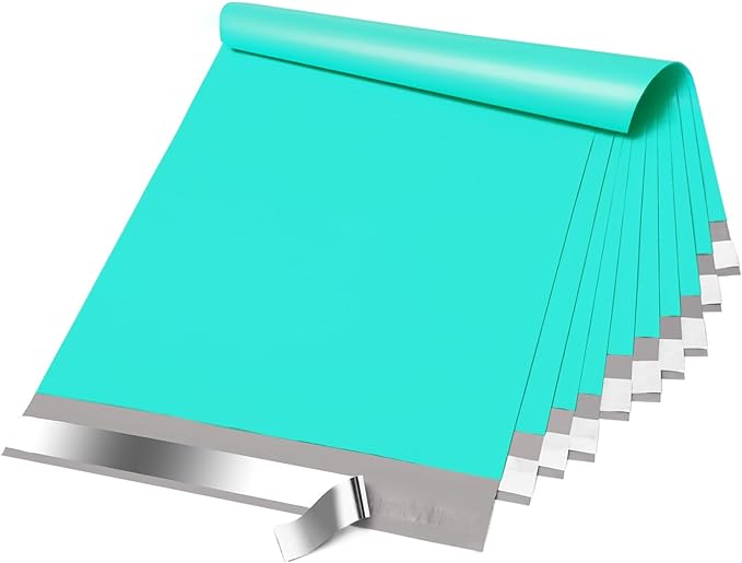 Fuxury Large Poly Mailers 14.5x19'' 100Pc, Waterproof Shipping Bags for Clothing, Strong Adhesive Mailers Poly Bags for Small Business Suppliers, Durable Shipping Envelopes Mailing Bags Teal