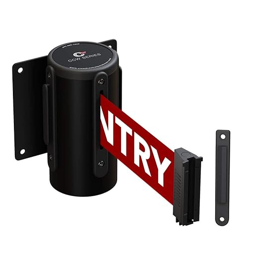 Crowd Control Warehouse - CCW Series WMB-120 Fixed Wall Mount Retractable Belt Barrier - 11 Foot, Red "NO Entry" Belt with Black Steel Case, Crowd Control Barriers