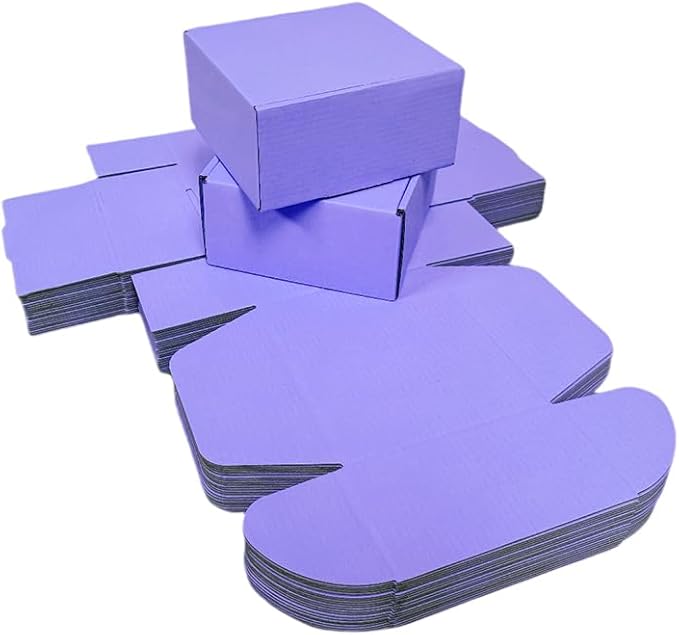 15 Pcs 6 x 6 x 3 inches Corrugated Cardboard Gift Boxes Recyclable Shipping Boxes for Mailing & Holidays, Wedding, Birthday, Gifts Packaging (Lavender, 6 x 6 x 3")