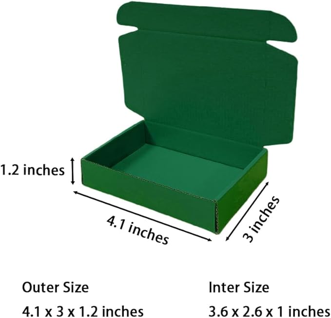 50 Pcs Mini Size Shipping Boxes for Small Business Cardboard Corrugated Mailer Boxes for Shipping Packaging Holidays Craft Gifts Giving Products (Hunter Green, 4.1 x 3 x 1.2")