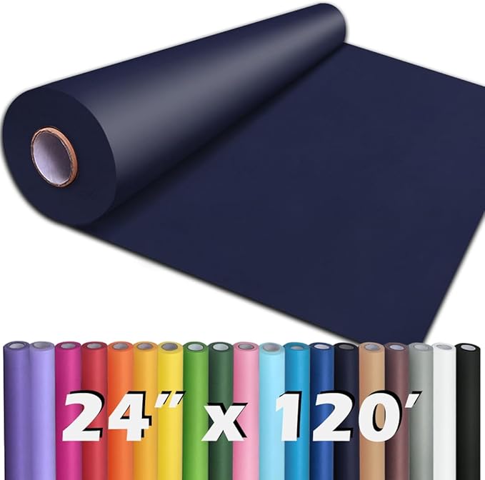 PerkHomy 24" x 1,440" (120') Navy Blue Kraft Paper Roll for Craft Bulletin Board Paper Art Table Covering Crafting Gift Wrapping Bouquet Packing Parcel 80GSM 55LB (Navy Blue, 24" x 120')