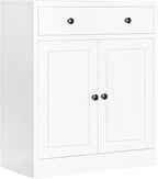 BESFUR Metal Storage Cabinet with Doors and 1 Drawer, 32” Metal Cabinet for Classroom, Home and Office - White