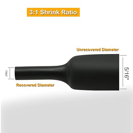 TKDMR 65 Ft 5/16" Heat Shrink Tubing - 3:1 Ratio Marine Grade Heat Shrink,Wire Cable Adhesive Lined Tube Insulation Seal Against Moisture Corrosion and Air Leakage.Black