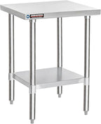 DuraSteel 24x24 Stainless Steel Work Table - NSF Commercial Prep Metal Table - Outdoor Pizza Oven Stand w/Under Shelf - Kitchen Island Laundry Utility Garage Microwave Stand Large Rolling Storage Cart