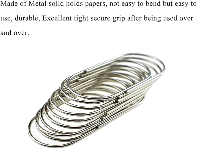 HAHIYO Paper Clips Sturdy 2 inches Length 30 Pack Wide Paperclips Heavy Duty Tight Grip Rust Proof Reusable Metal Bright Silver for Home Office School