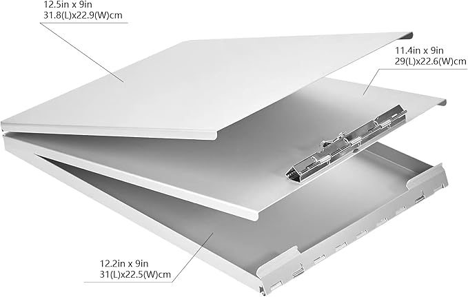 Amazon Basics Aluminum Form Holder Storage Clipboard, 12.5" x 9" Silver