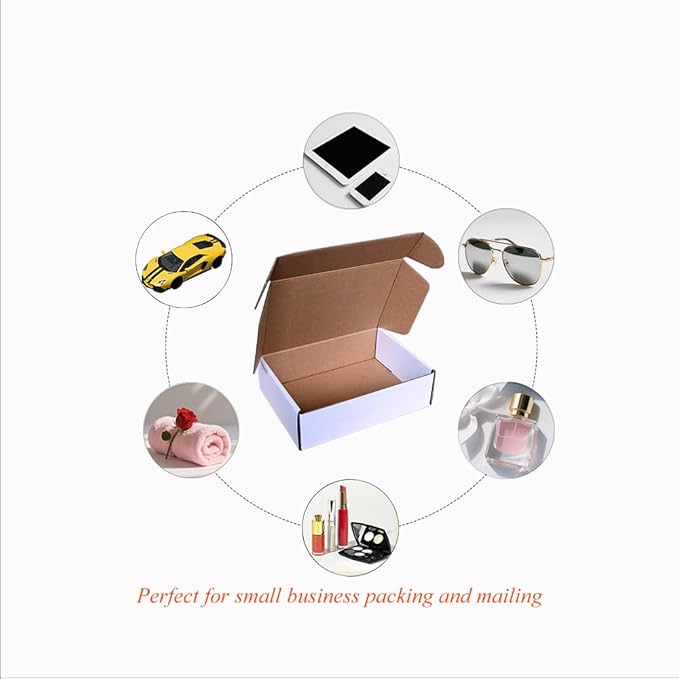 Shipping Boxes Corrugated Cardboard Mailer Boxes Literature Mailer for Packaging Small Business Craft Gifts Giving Products (White, 7x5x2)