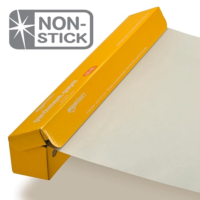 Amazon Basics Parchment Paper for Baking, Non-Stick, 90 Sq Ft Roll, 2 Pack