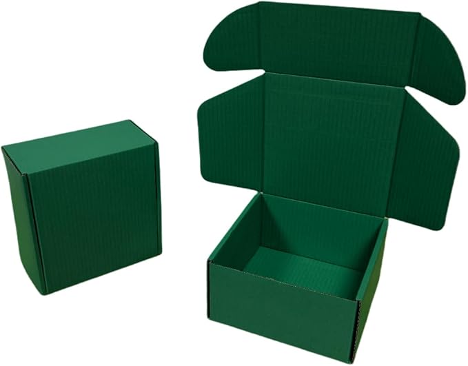 15 Pcs 6 x 6 x 3 inches Corrugated Cardboard Gift Boxes Recyclable Shipping Boxes for Mailing & Holidays, Wedding, Birthday, Gifts Packaging (Hunter Green, 6 x 6 x 3")