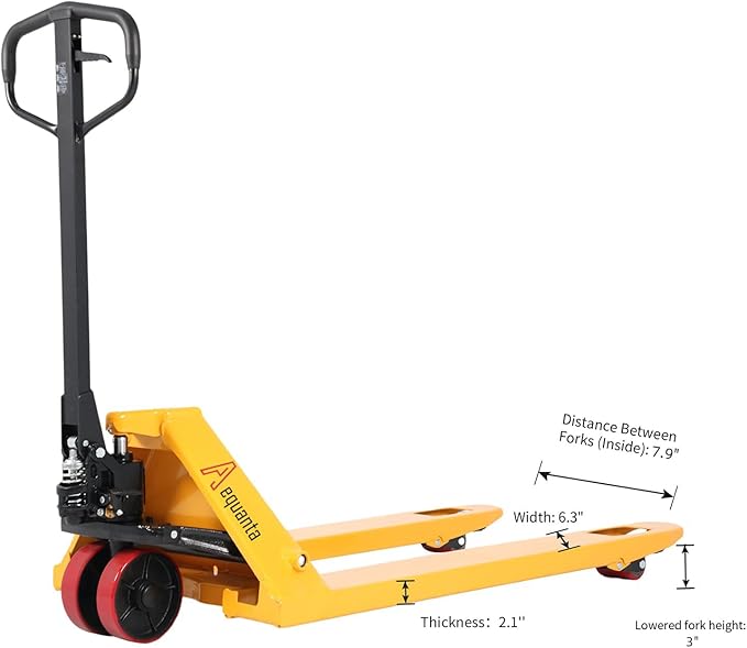 Heavy Duty Pallet Jack - 5500lbs Capacity, 3" Fork Lowered Height, Narrow Aisle Pallet Truck (71.4"), Durable Hydraulic System, 48×27" Fork