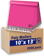 POLYSELLS 2000 pcs 10x13 Inches Pink Poly Mailers Shipping Envelopes, Strong Adhesive Sealing, Waterproof, and Tear-resistant Postal Mailing Bags for Clothing, Books, and Accessories